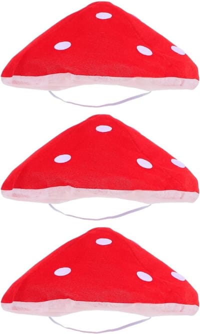 3 Stuks Oversized Paddenstoelhoeden: Vliegpaddenstoel Baseballcaps voor Halloween, Carnaval en Cosplay Accessoires, 18 cm Binnendiameter, Uniek en Leuk Kostuumidee