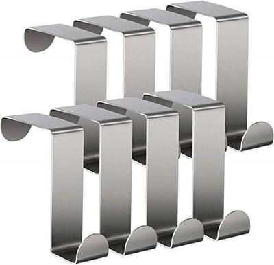 TOJ Deurhaken Set van 8 Stuks - Keukenkast / Deur Kapstokhaken - Ophanghaken - Deurkapstok - 5KG Belastbaar - RVS - Zilver