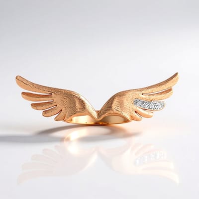 Cavill - Zilveren Ring - 925 Sterling Zilver Ros Verguld - Cambodjaanse Zirkoon 0 044 ct - Vleugel Design - Elegante Damesring