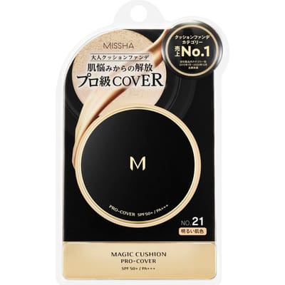 MISSHA M Cushion Foundation Pro Cover Nr.21 Heldere Huidtint 15g     Langhoudend, Volledige Dekking Make-up Compact