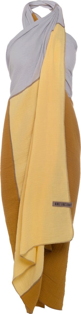 Knit Factory Fay Pareo - XL Sjaal - Sarong - Stranddoek - Strandlaken - Strandjurk voor Dames - Oker/Citrus - Duurzaam & Milieuvriendelijk - 100% Biologisch katoen
