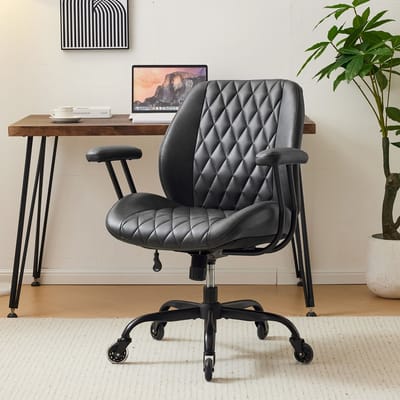 Ergonomische bureaustoel zwart - Kantoorstoel - Verstelbare zithoogte - Kantelfunctie - 18,5 kg - Kantoor en thuis - 62x62x96 cm - Zwart
