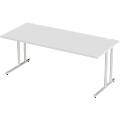 Schäfer Shop Select Desk COMBITEC, rechthoekig, C-poot, B 2000 x D 1000 x H 677-817 mm, aluminium lichtgrijs/wit