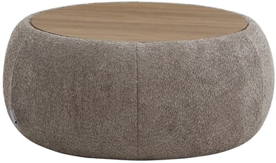 Vente-unique Salontafel met opbergkist in boucléstof en MDF - Taupe - SORIELI