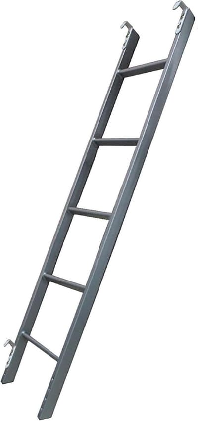 Stapelbed Ladder - Tweepersoonsladder Camperladder - Veilig Bed Beklimmen - Verstelbare Haakpositie - 150 cm Hoog - Zilver