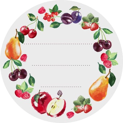 Zelfklevende ronde Fruit etiketten Ø 50 mm deksels/potten – 20 stuks - Etiketten voor weck en inmaakpotten