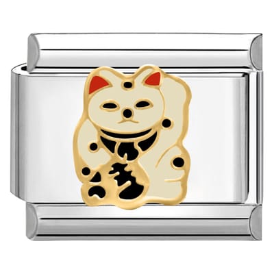 Quiges - Schakel - Bedel - 9mm - charms - Kleurrijk - Japanse - gelukskat - Geschikt voor - armband - Schakelarmband - italy bedels armband