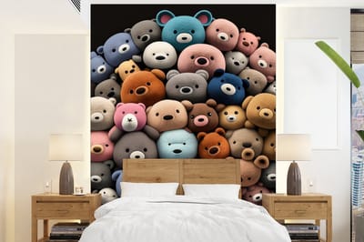 Behang - Fotobehang Teddybeer - Knuffel - Dieren - Meisjes - Jongens - Breedte 165 cm x hoogte 220 cm