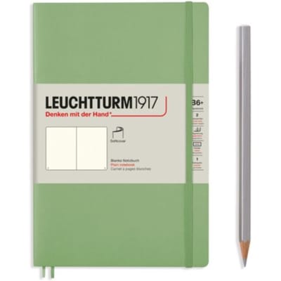 Leuchtturm1917 notitieboek, hardcover, paperback (b6+), blanco, salie groen