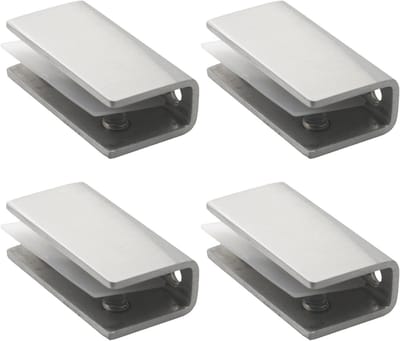 Set van 4 Glasklemmen van RVS, Geborsteld Afwerking, Voor Glazen Planken van 8-12mm Dikte, Duurzaam en Stijlvol