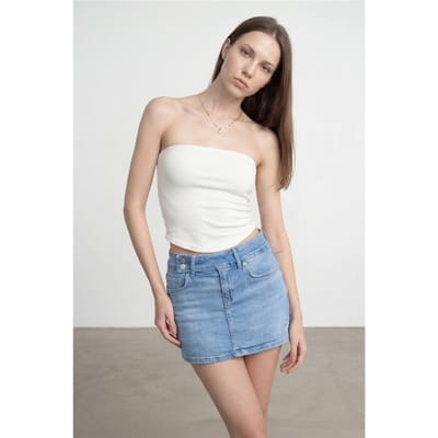 Dames Strapless Crop Bandeau Top