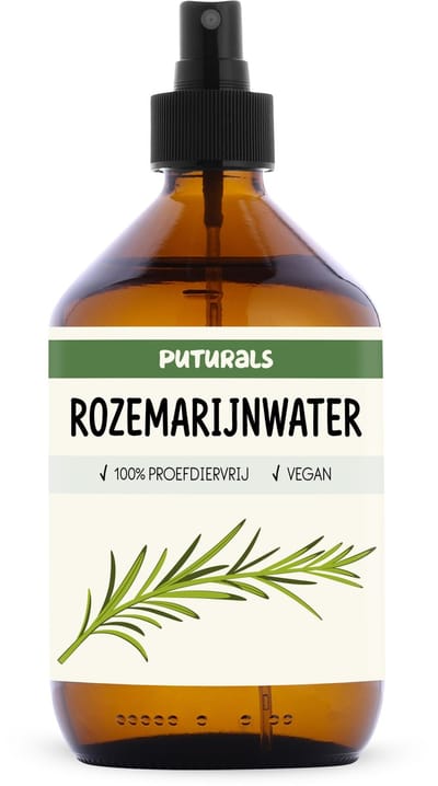 Puturals Rozemarijn Water 100% Vegan - 500ml - Zonder Alcohol - Rozemarijn Water voor Haar en Huid - Bruine Glazen Fles + Verstuiver