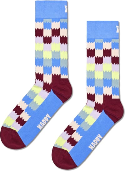 Happy Socks Dizzy Check Sock - unisex sokken - blauw - Unisex - Maat: 41 - 46