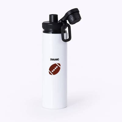 Hacebo® - American football met eigen naam waterfles met draaidop zwart - Sport - Sporter - American footbaal - water fles - 850ML