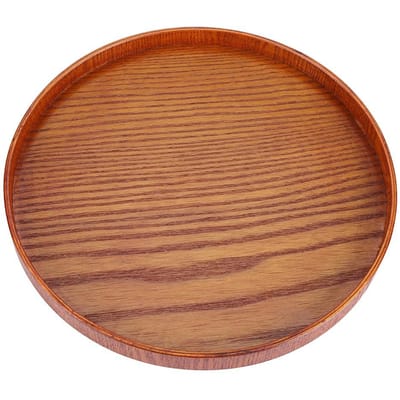 Rond Natuurlijk Houten Serveerblad Houten Bord Thee Eten Server Schalen Water Drinken Schaal 24 cm brown