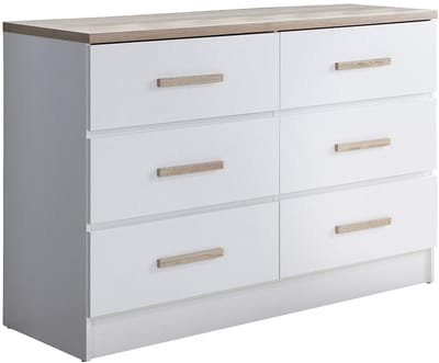 Vente-unique Ladekast met 6 lades - Wit en naturel - SKAIDO