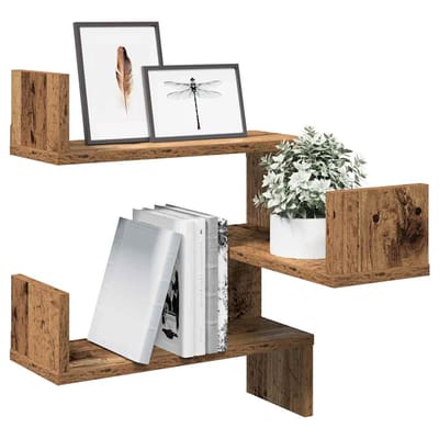 vidaXL - Hoekwandschappen - 2 - st - 40x40x49,5 - cm - bewerkt - hout - oud - houtkleur