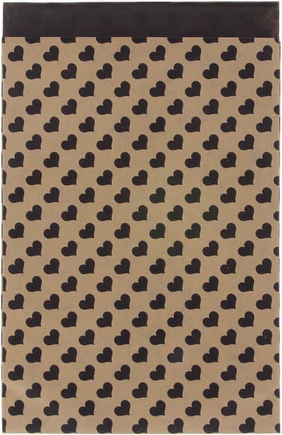 200 x Papieren Zakjes Bruin met zwarte hartjes 17x25cm