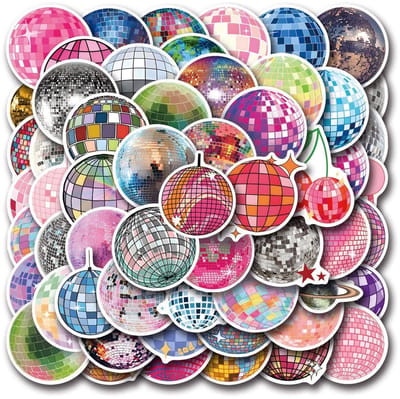 Dailygoods- Discobalstickers 110 stuks - Creatieve Stickers - Veelkleurig - Afmetingen 4-8 cm - Geschikt voor Decoraties - Eenvoudig te Gebruiken