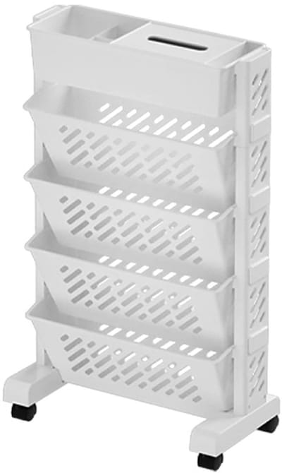 Dailygoods - Verplaatsbare Boekenplankwagen - Multifunctionele Rolwagen - Draaibaar en Verwijderbaar - 5 Laags - Bureau-organizer - Ideaal voor Thuis...