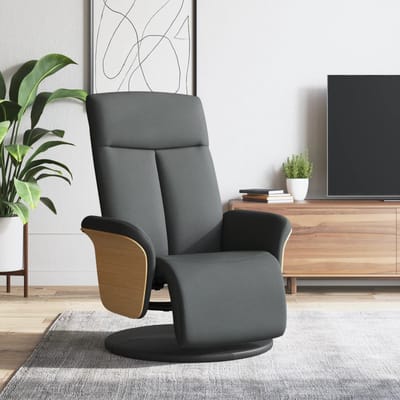 vidaXL - Fauteuil - verstelbaar - met - voetensteun - stof - donkergrijs