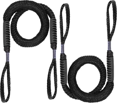 Aanmeertouw Bungee Set - Dock Lijn - Boot Aanleggen - Ingebouwde Schokdemper - 2x 120 cm - Zwart