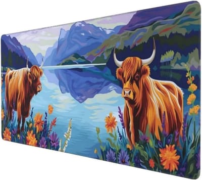 XXL Muismat - Bureau Onderlegger - Gamen en Kantoor - Waterdicht en Antislip - 120 x 60 cm - Koeienprint