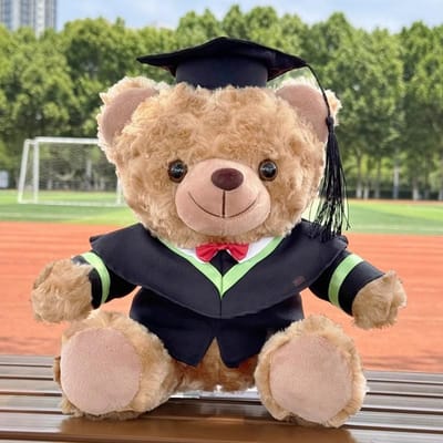 Cadeau de remise de diplôme Université doctorat master ours en peluche ours en peluche jouet en peluche cadeau imprimé cadeau pour camarades de classe 27cm Bear + White Gift Bag