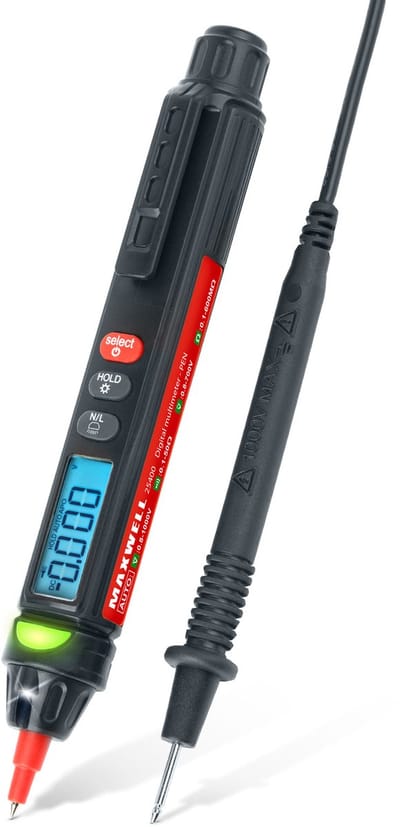 Digitale pen-multimeter - True RMS - Automatische modus - Contactloze spanningsdetectie - Weerstandsmeting tot 60MΩ - Frequentiemeting tot 10MHz - Inclusief 1x AAA batterij [25400]
