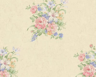 KLASSIEK BLOEMEN BEHANG | Klassiek - creme roze groen blauw - A.S. Création Romantico