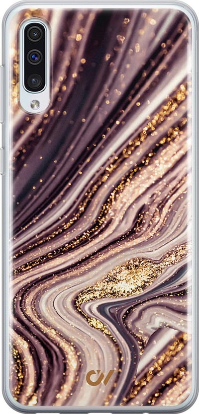 Hoesje geschikt voor Samsung Galaxy A50 - Golden Pink Marble - - Paars - Soft Case Telefoonhoesje - TPU Back Cover - Casevibes