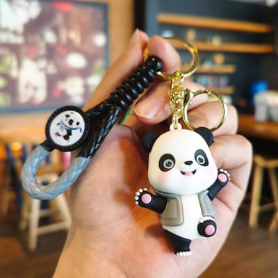 Porte-clés Panda Danseur Créatif pour Voiture Porte-clés Femme Exquis Mignon Poupée Cartoon Couple Sac à Dos Petit Cadeau Cadeaux Personnalisés Mignons white