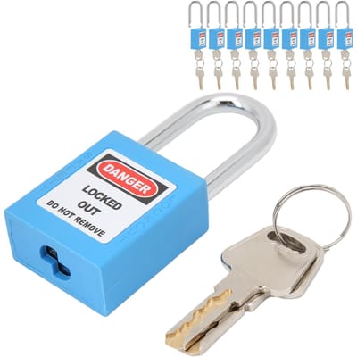 10 Sets 1.5in Veiligheidshangsloten Stalen Beugel Geïsoleerd Anti-corrosie Slot voor Industrie Machine blauw