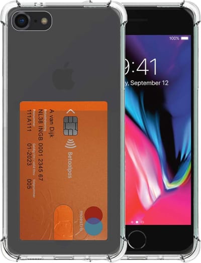 Smartphonica Telefoonhoesje Geschikt voor iPhone 7/8 met Pasjeshouder Doorzichtig Siliconen - Transparant TPU Shockproof Backcover Case with Card Slot geschikt voor Apple iPhone 7;Apple iPhone 8