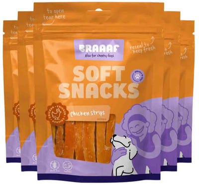 Braaaf Hondensnack Reepjes Kip - 5 x 85 gr - Voordeelverpakking