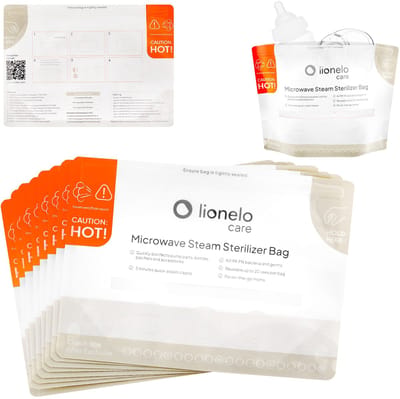Lionelo Thermbag – Magnetron-Sterilisatiezakjes 16 stuks – 90 sec sterilisatie – Herbruikbaar tot 20× – BPA-vrij & hittebestendig – Voor flesjes, fopspenen & borstkolfontdelen – Reisvriendelijk