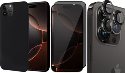 Hoesje geschikt voor iPhone 16 Pro - Privacy Screenprotector Volledig Dekkend Glas & Camera Protector - Matte Case Zwart met Fluweelzachte Binnenzijde