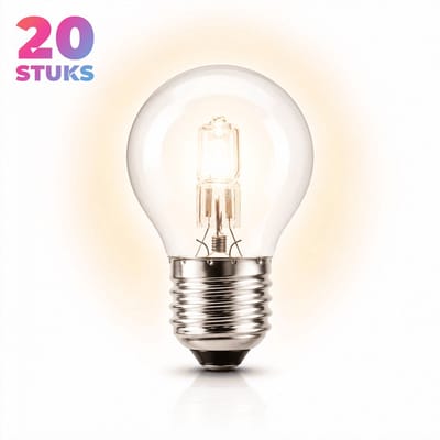 20x Kogel Halogeenlamp E27 - 28W - Warm Wit Licht (2700K) - 370 lm - 2 jaar - Dimbaar