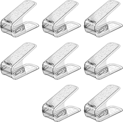 8 Stuks Verstelbare Ruimtebesparende Schoenrekken, Schoenopbergers, Duurzaam en Antislip Plastic, Ideaal voor Kleine Ruimtes