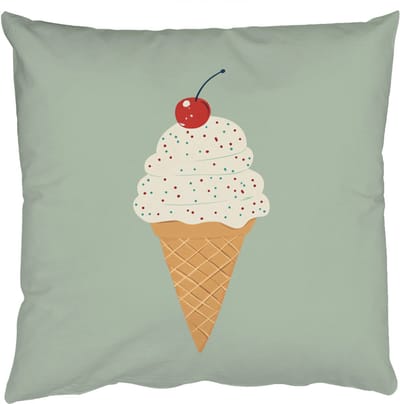Sierkussens - Kussentjes Woonkamer - 50x50 cm - Illustratie - Ijsje - Spikkels - Kers