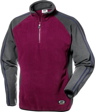 SIR SAFETY SIRFLEX MICROFLEECE Microfleece Werktrui HEREN Veiligheidstrui Paars Grijs - Elastische Manchetten - Contrasterende Delen - Ritskraag
