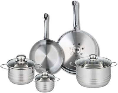 Set van 2 Koekenpannen 24 en 28 cm en 3 Kookpotten 12, 16 en 20 cm Elo Profi Brillant