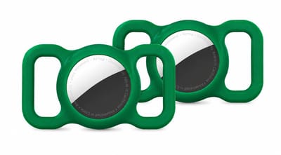 2 stuks Siliconen beschermhoes voor Apple Airtag GPS Finder Hond Kat Halsband Lus Huisdier Loop Houder voor Air tag, voor Apple Locator Tracker Anti-Lost Device (Groen)