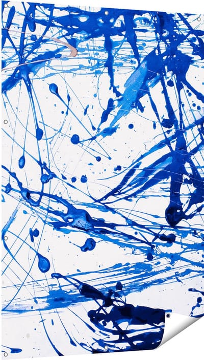 Gards Tuinposter Abstracte Kunst Blauwe Verf - 100x150 cm - Tuindoek - Tuindecoratie - Wanddecoratie buiten - Tuinschilderij