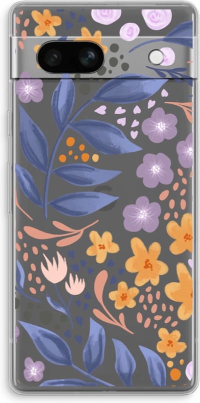 Case Company® - Hoesje geschikt voor Google Pixel 7A hoesje - Flowers with blue leaves - Soft Cover Telefoonhoesje - Bescherming aan alle Kanten en Schermrand
