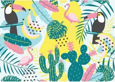 Placemats Set van 4 – Tropical vibes – 30x45 cm – Antislip – Afwasbaar Kunststof – Onderlegger & Tafeldecoratie