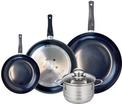 Set van 3 Koekenpannen 20, 28 en 32 cm en 1 braadpan 16 cm Elo Prima Brillant