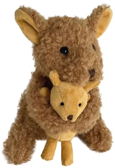Egmont Toys knuffel kangaroe Nina met baby - pluche speelgoed 12x12x15 cm.