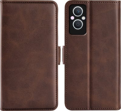 MobyDefend Hoesje - Geschikt voor Oppo Reno 8 Lite - Luxe Wallet Book Case (Sluiting Zijkant) - Bruin
