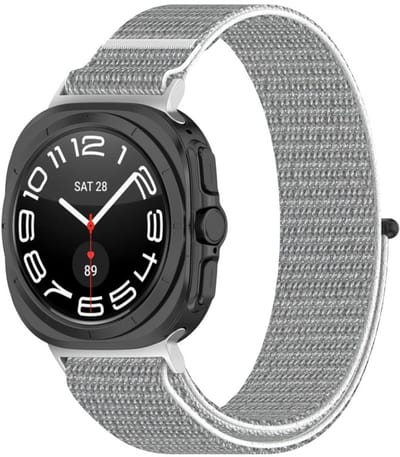 Nylon loop bandje - geschikt voor Samsung Galaxy Watch Ultra (47mm) / Ultra 2025 (47mm) - klittenband sluiting - wit